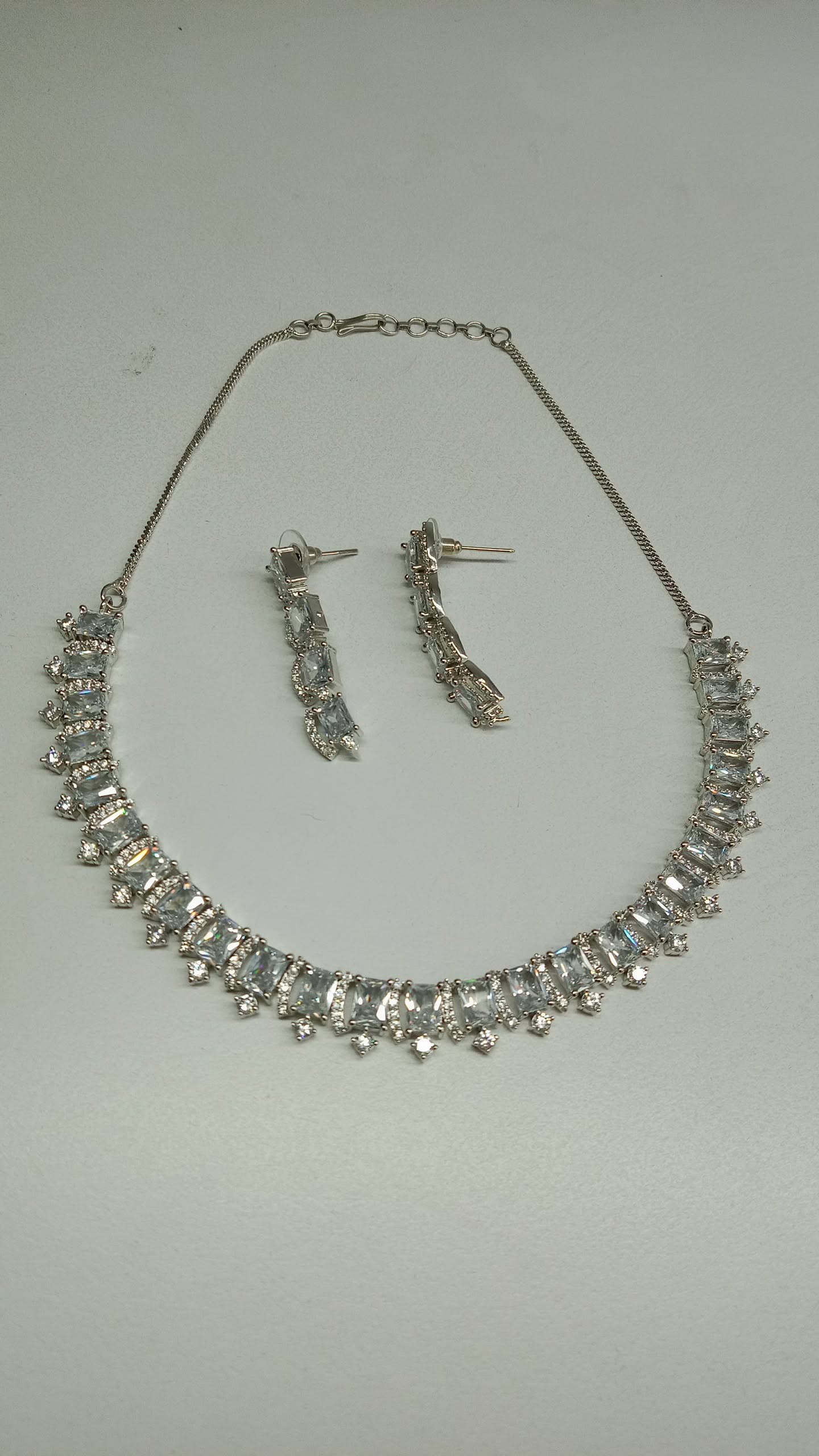 Silver-Toned American Diamond Necklace
