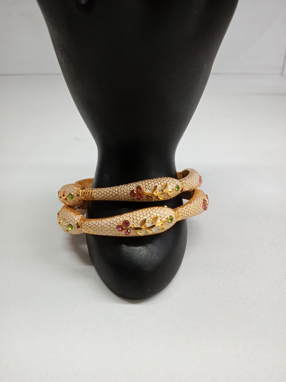 Meenakari White Gold Plated bangles