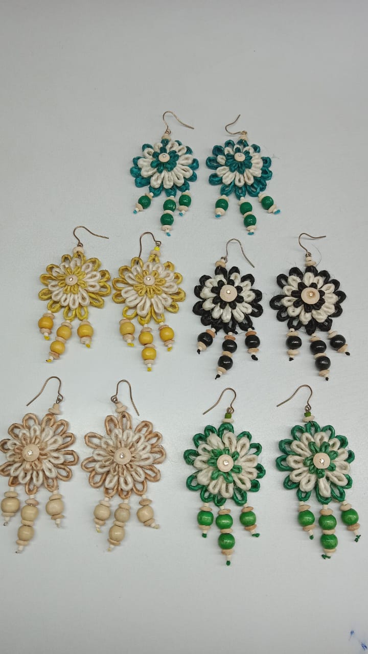 Multi Colour Jute earrings