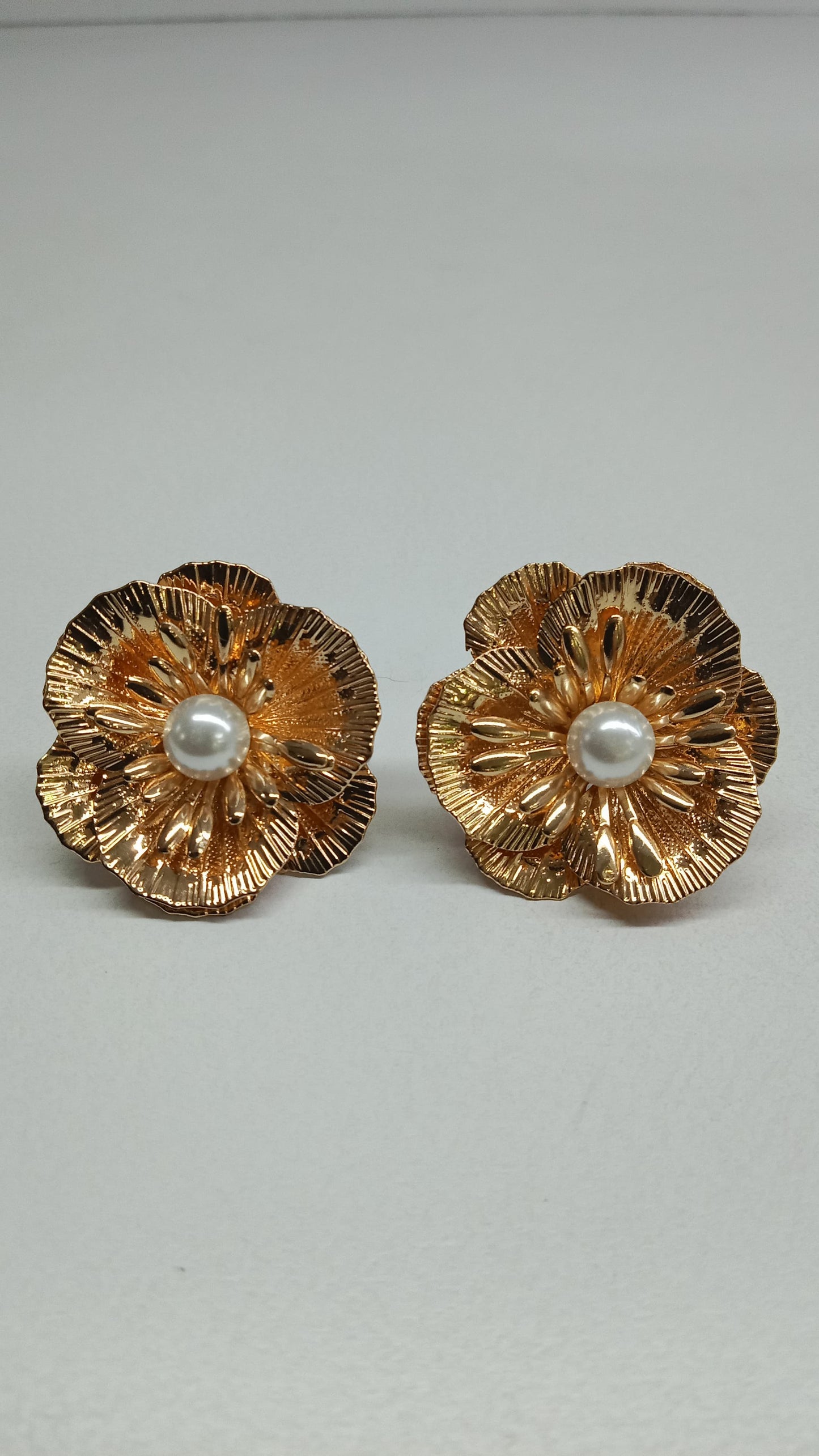 Pearl Studs: Gold Finish