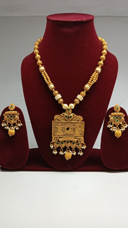 Temple Design Gold-Toned Necklace