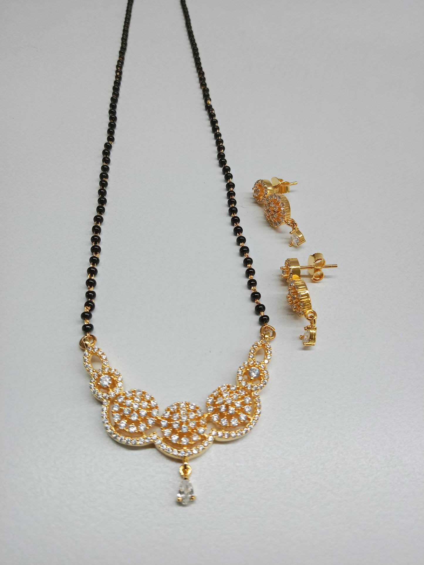 Floral Cascade Silver Mangalsutra Set