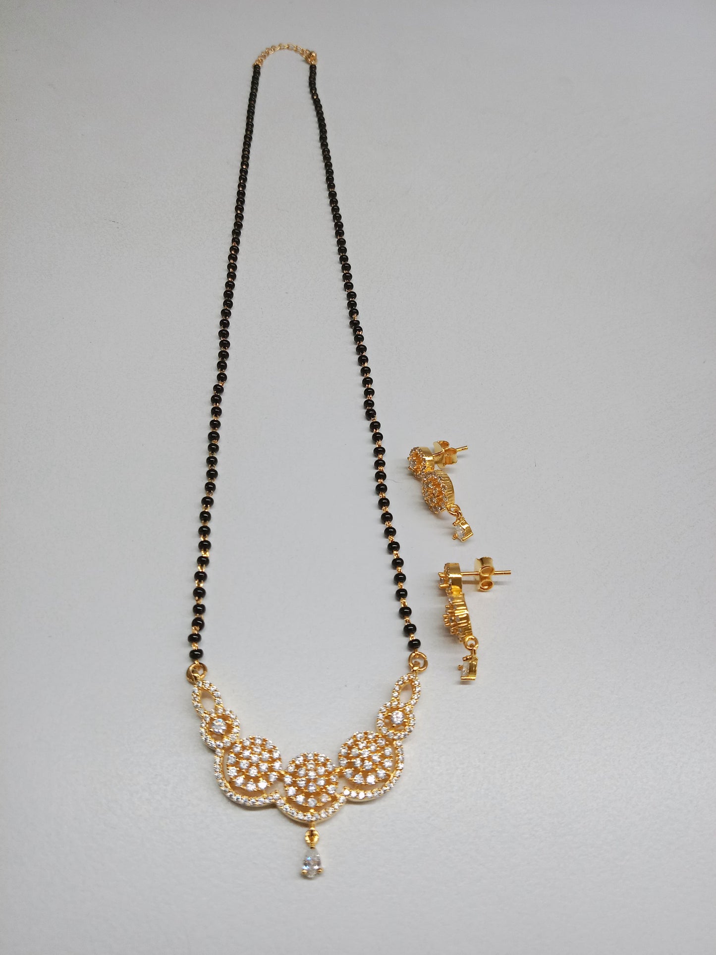 Floral Cascade Silver Mangalsutra Set
