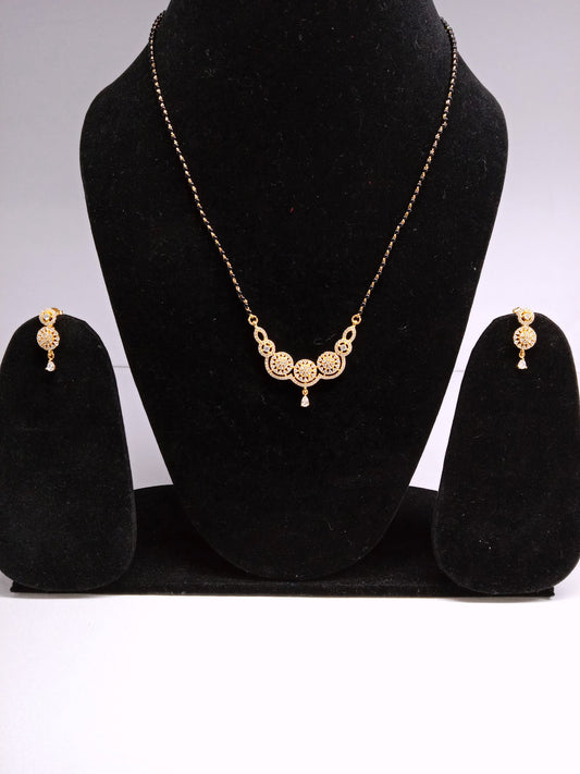 Floral Cascade Silver Mangalsutra Set