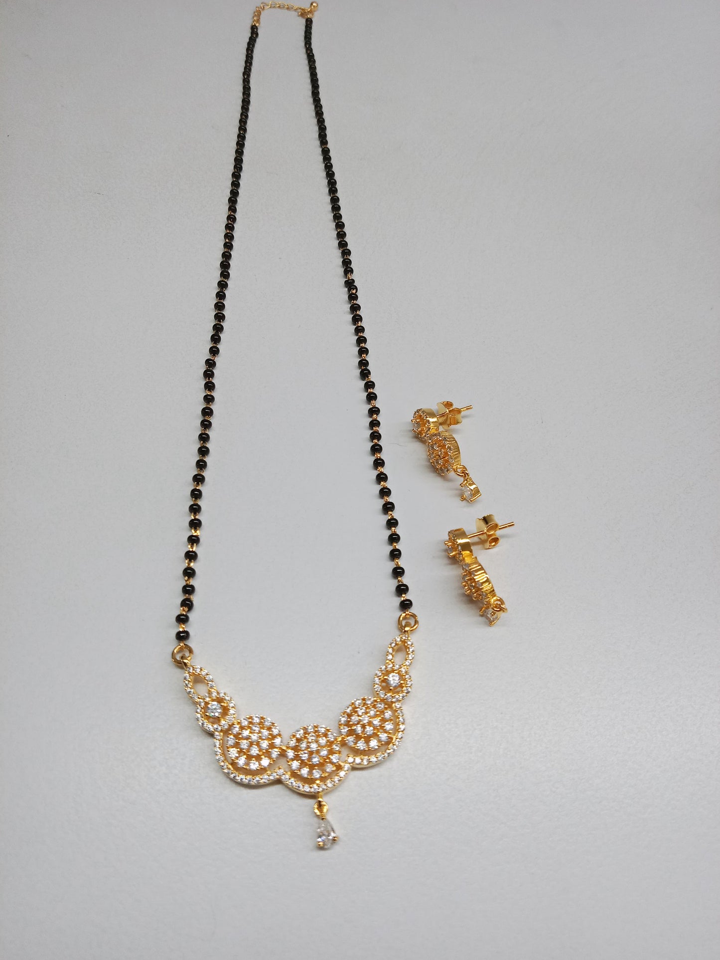 Floral Cascade Silver Mangalsutra Set