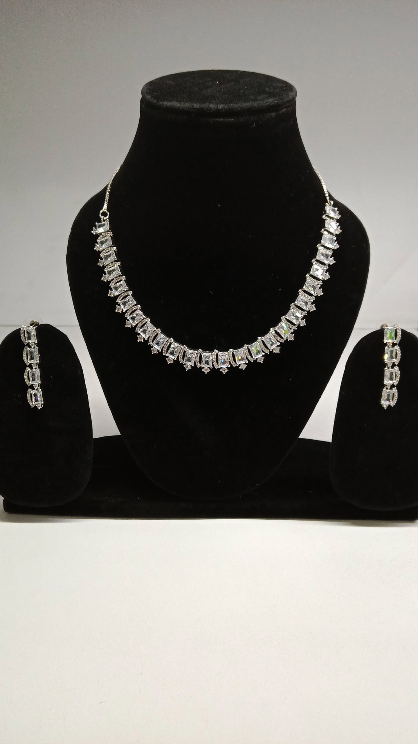 Silver-Toned American Diamond Necklace