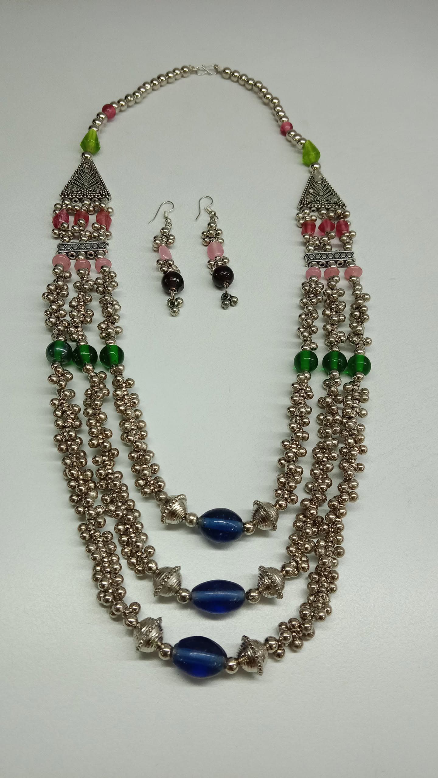 Oxidized Silver Bead Necklace
