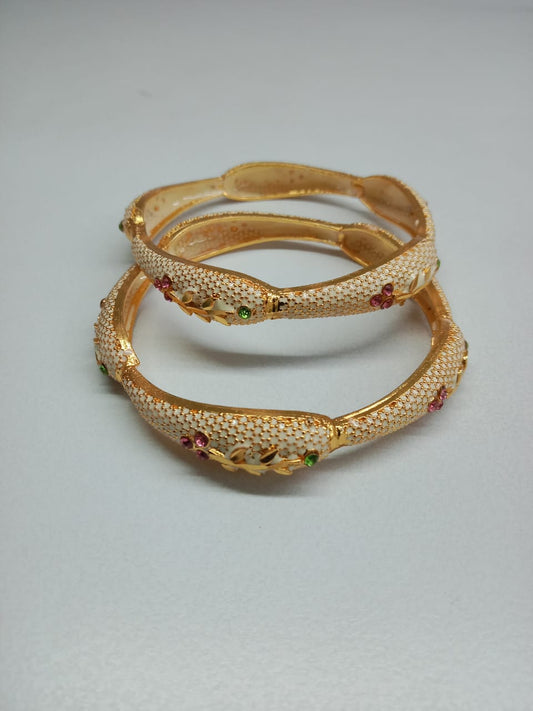 Meenakari White Gold Plated bangles